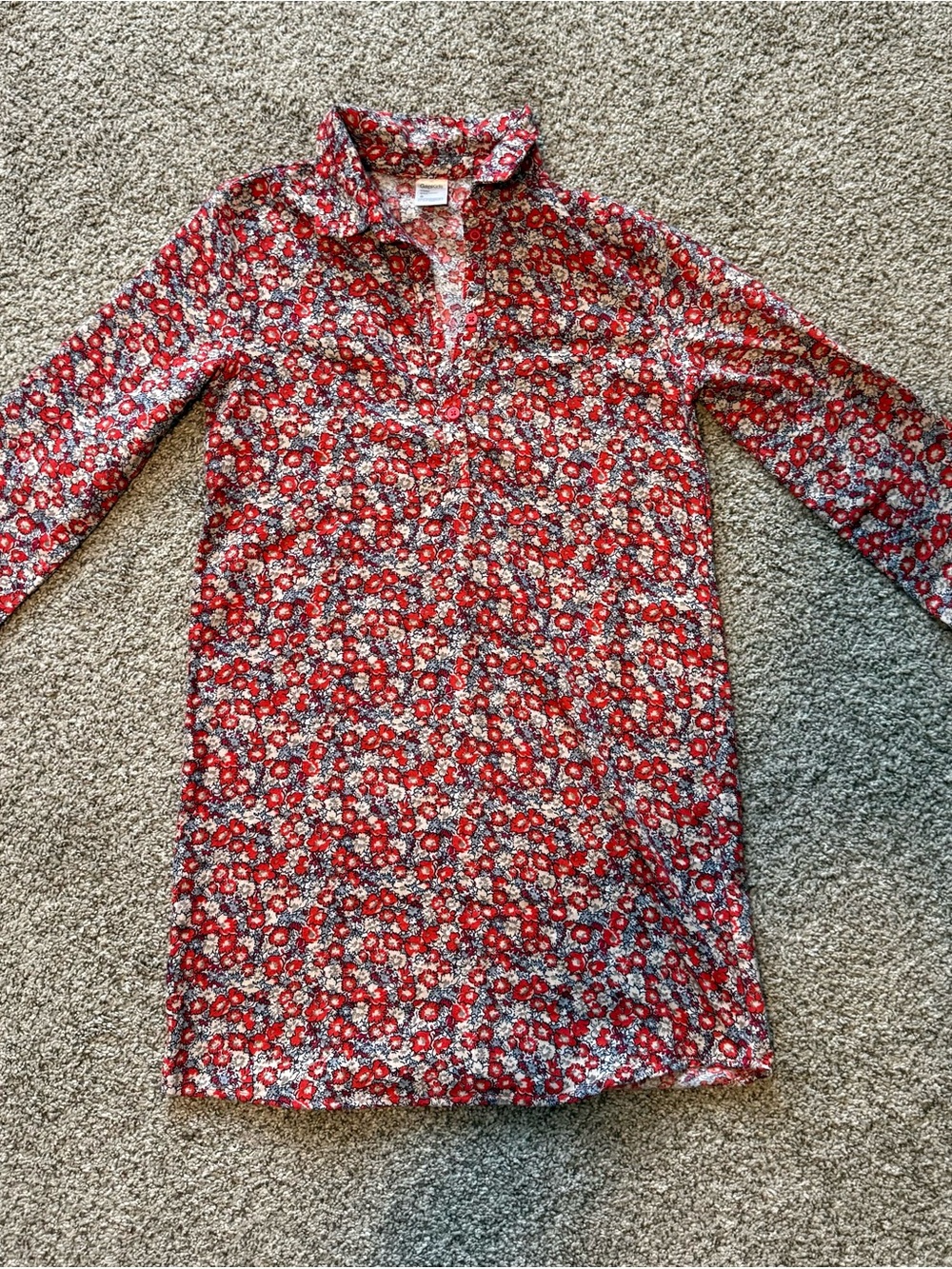 GAP Red Floral Nightgown with Button Front